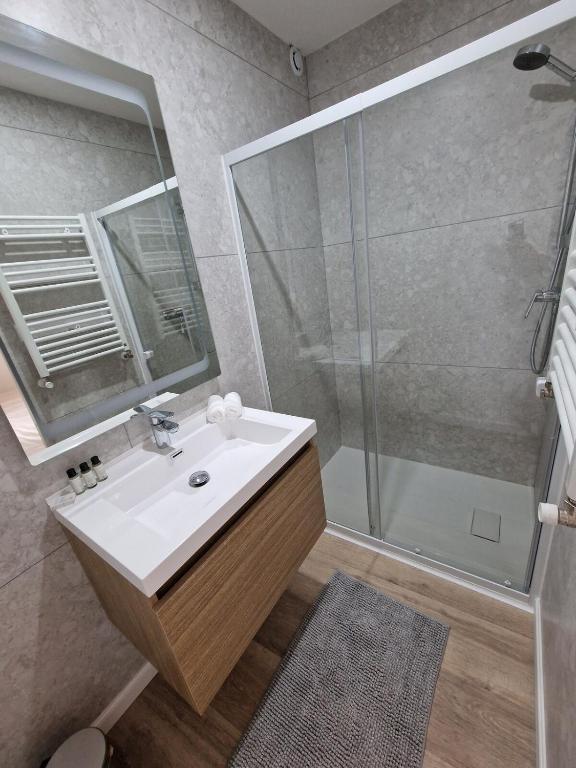 Koupelna v ubytování Duplex type chalet dans le Jura