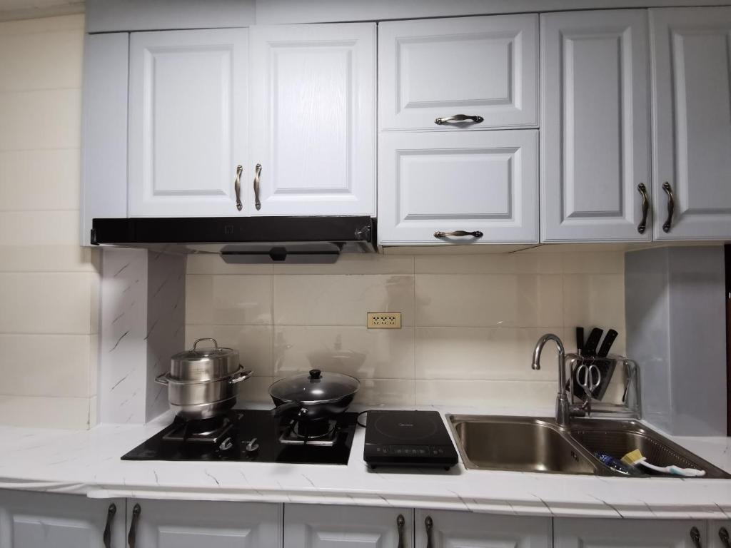 Kuchyň nebo kuchyňský kout v ubytování Yipinshiguang B&B