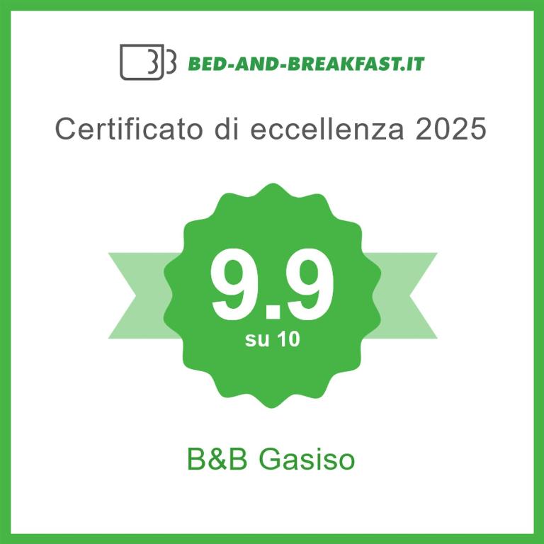 Certifikát, hodnocení, plakát nebo jiný dokument vystavený v ubytování B&B Gasiso
