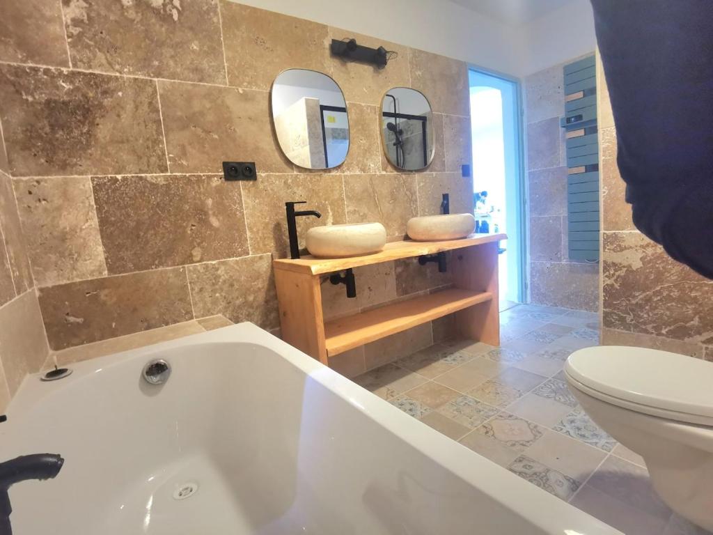 Koupelna v ubytování Spacieux haut de villa 3 chambres Venaco