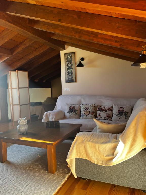 salon z kanapą i stolikiem kawowym w obiekcie Lobetios - Casa rural w mieście Parada de Achas
