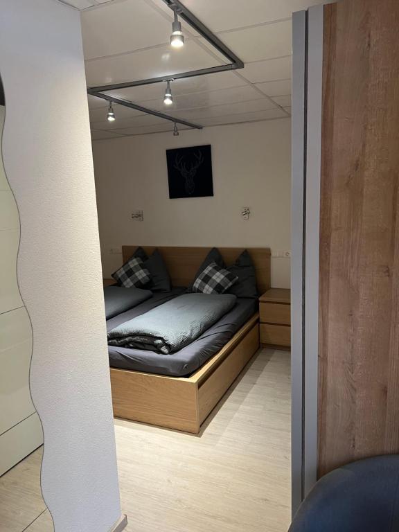 a bedroom with a bed in a room at Klausners Ferienwohnung in Neustift im Stubaital