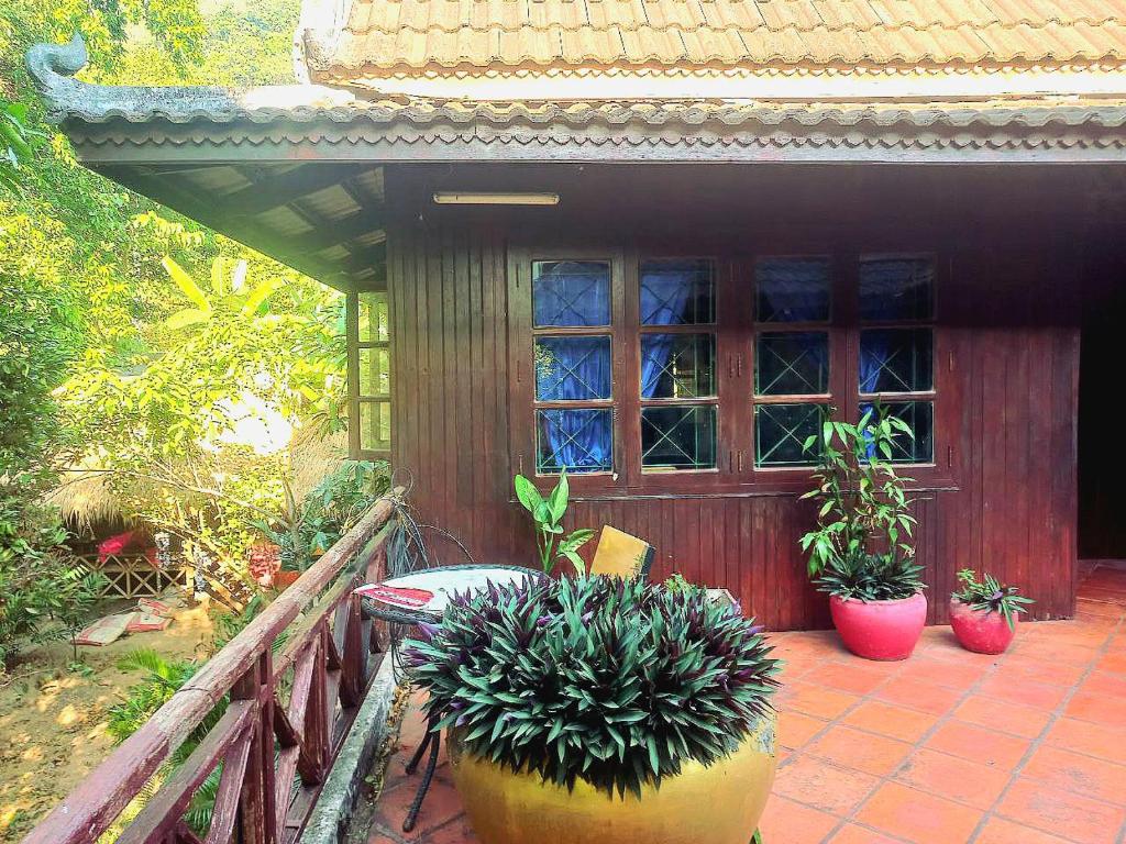 Zahrada ubytování Jungle House Kep