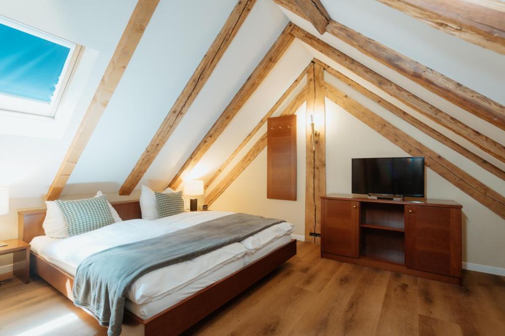 TV a/nebo společenská místnost v ubytování Parkhotel Schwert
