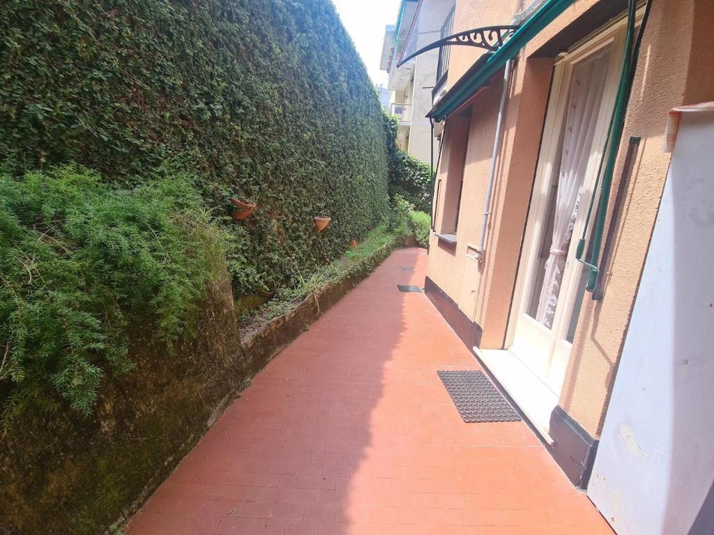 a narrow alley next to a building with a window at Angolo Verde in Santa Margherita Ligure