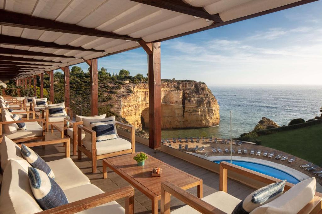 a resort with a view of the ocean at Tivoli Carvoeiro in Carvoeiro