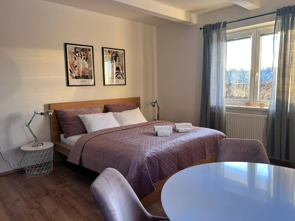 Postel nebo postele na pokoji v ubytování DORMIDARE Apartments Mladá Boleslav