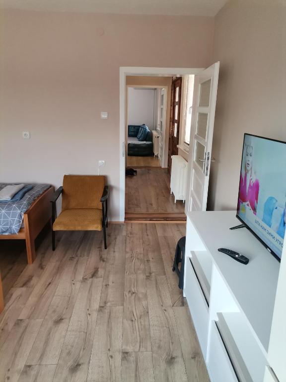 Televiisor ja/või meelelahutuskeskus majutusasutuses Apartman Meridian
