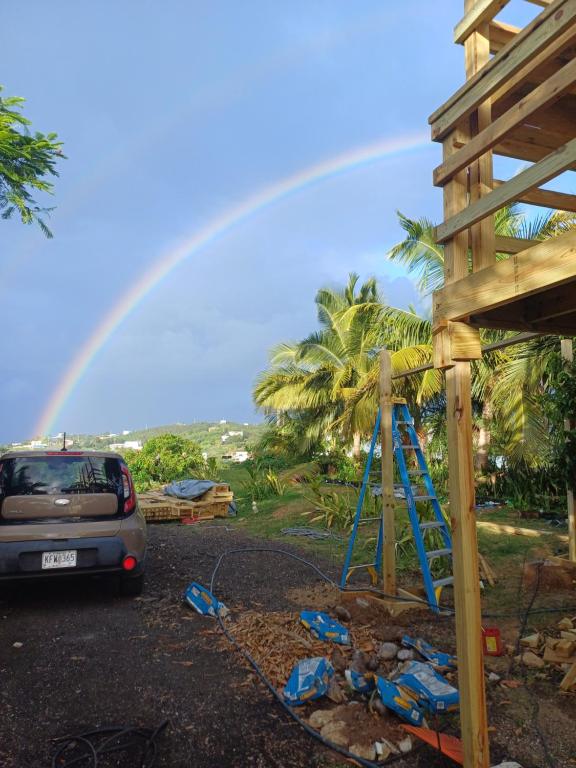 Zahrada ubytování Rooster Run Glamping Camping has rooftop and off the ground Glamping experience for 1 to 16 in a single tent and views of The Rain Forrest and to Culebra across the Atlantic Ocean w Tents, Linens, Deluxe Air Beds, Warm Shower and More at a Great Price