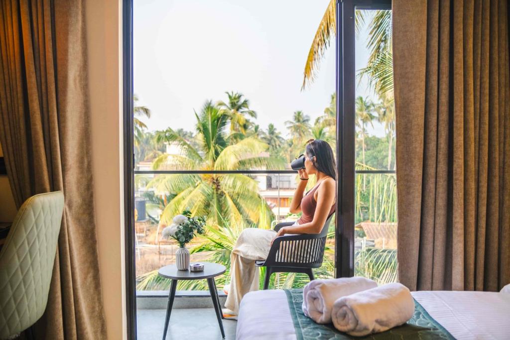Balkón nebo terasa v ubytování Vilmaris Luxury Hotel in Calangute