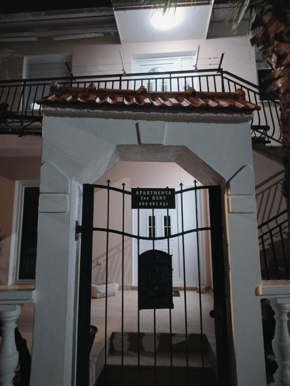 a room with a staircase with a fire place at Apartment Casa sul Mare in Tivat