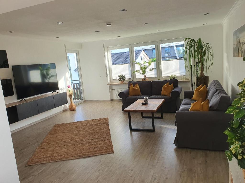 Televisyen dan/atau pusat hiburan di Ferienwohnung Haunsheim