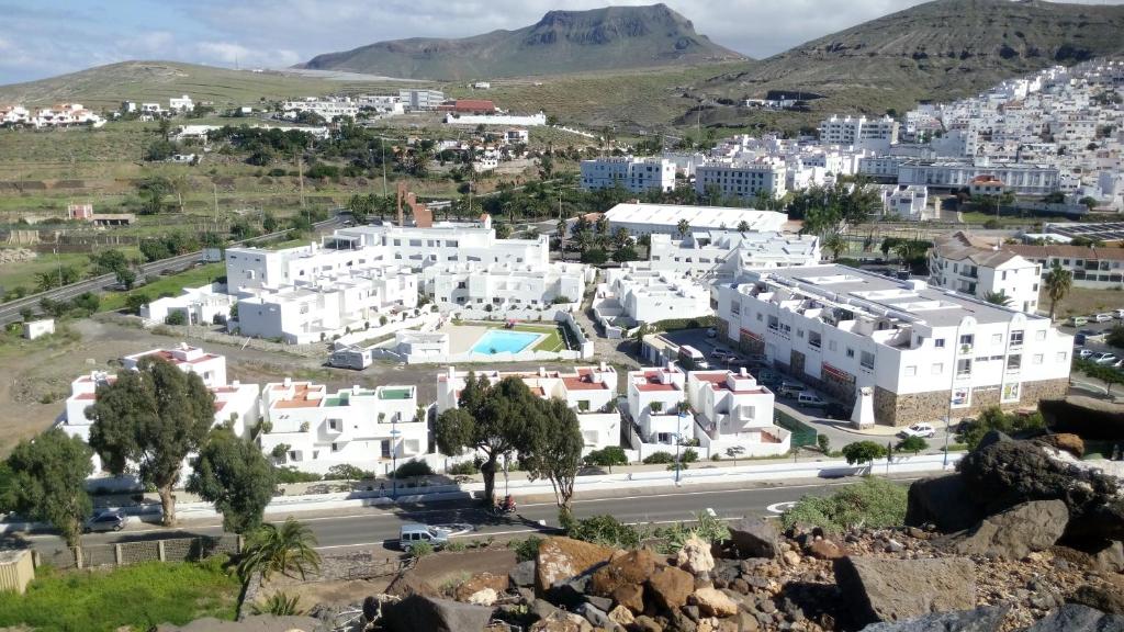 an aerial view of a city with white buildings at Casa Lola in Agaete