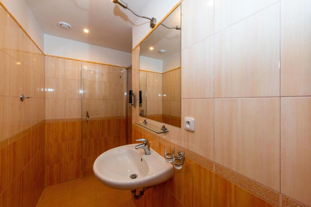 Koupelna v ubytování Hotel Modřín
