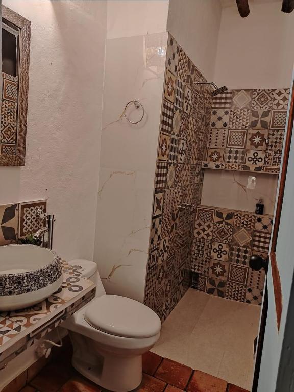 Koupelna v ubytování Casa VaraEchada en Barichara