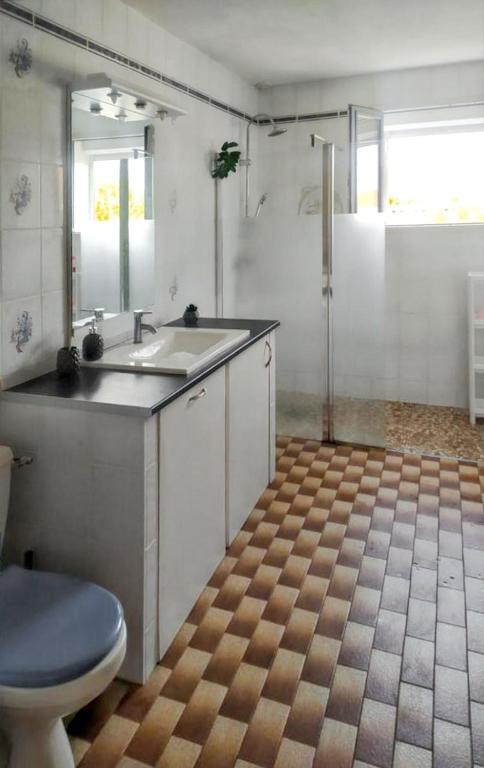 Kúpeľňa v ubytovaní Villa spacieuse à Briare avec piscine privée et activités