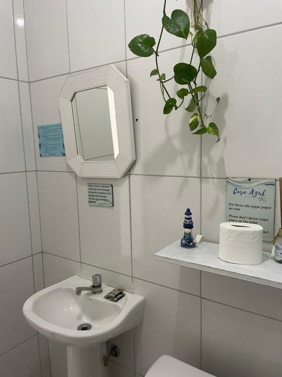 Koupelna v ubytování Suites Casa Azul-Vila do Abraão- conforto, limpeza, ótima localização