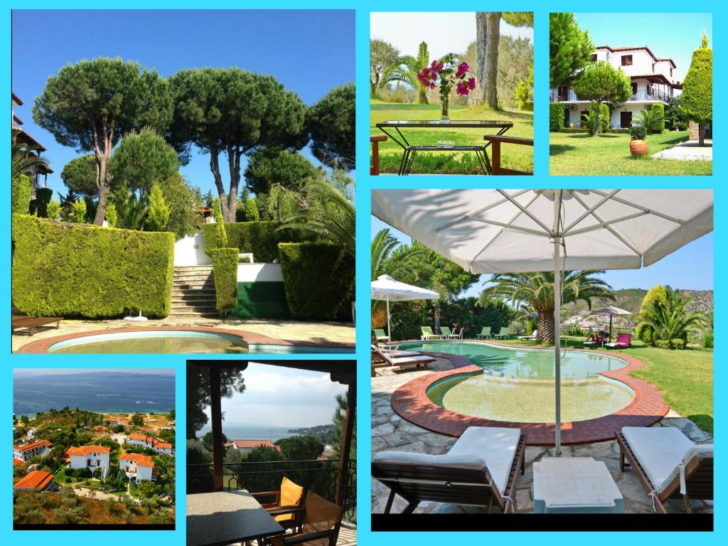 a collage of pictures of a resort at Villa POLYTIMI in Agia Paraskevi