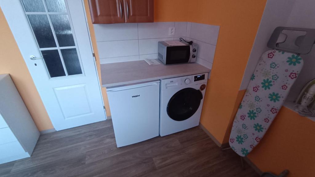 Kuchyň nebo kuchyňský kout v ubytování Apartmán Horní Slavkov Hodinářství