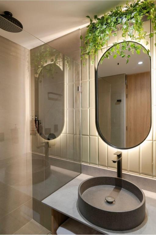 Koupelna v ubytování Obo Hotel