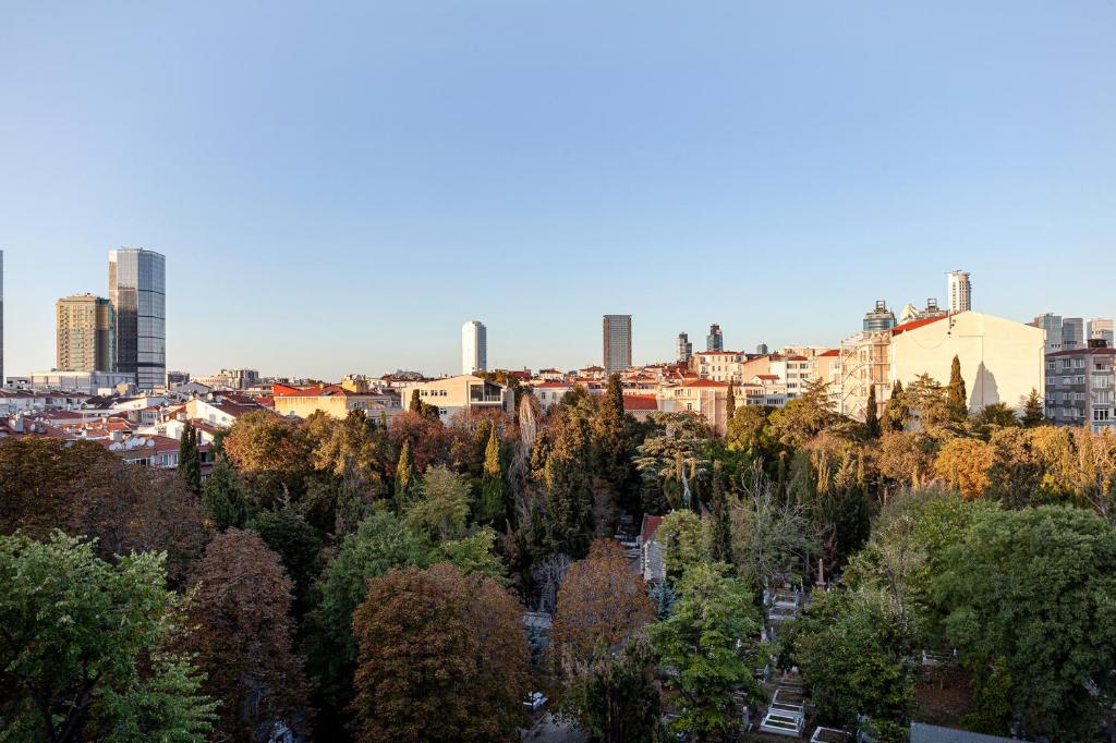 Nespecifikovaný výhled na destinaci Istanbul nebo výhled na město při pohledu z apartmánu