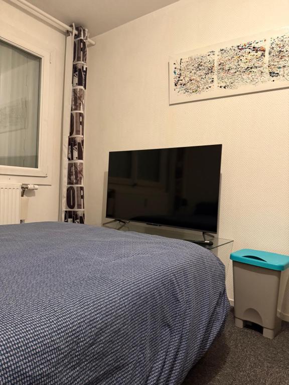TV a/nebo společenská místnost v ubytování Chambre privée avec Clé