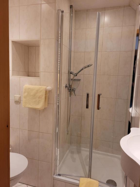 Koupelna v ubytování Hotel Obergfell