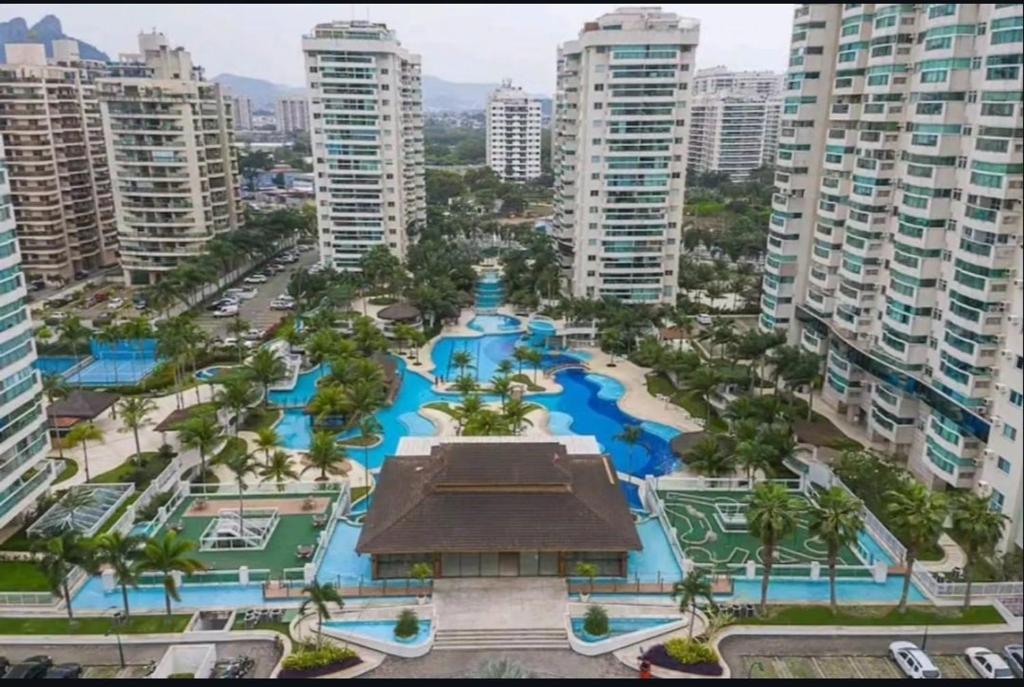 an aerial view of a resort with many buildings at Bora Bora Barra Resort in Rio de Janeiro
