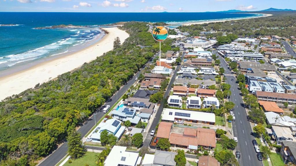 - Vistas aéreas a la playa en condominio en Sawtell Sunrise, en Sawtell