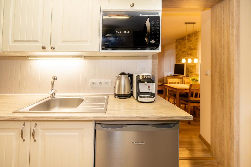 Kuchyň nebo kuchyňský kout v ubytování Apartmány Brychovi