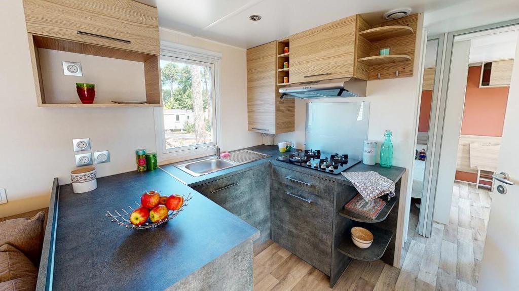 Kuchyň nebo kuchyňský kout v ubytování mobile home for you Les Rives de Condrieu