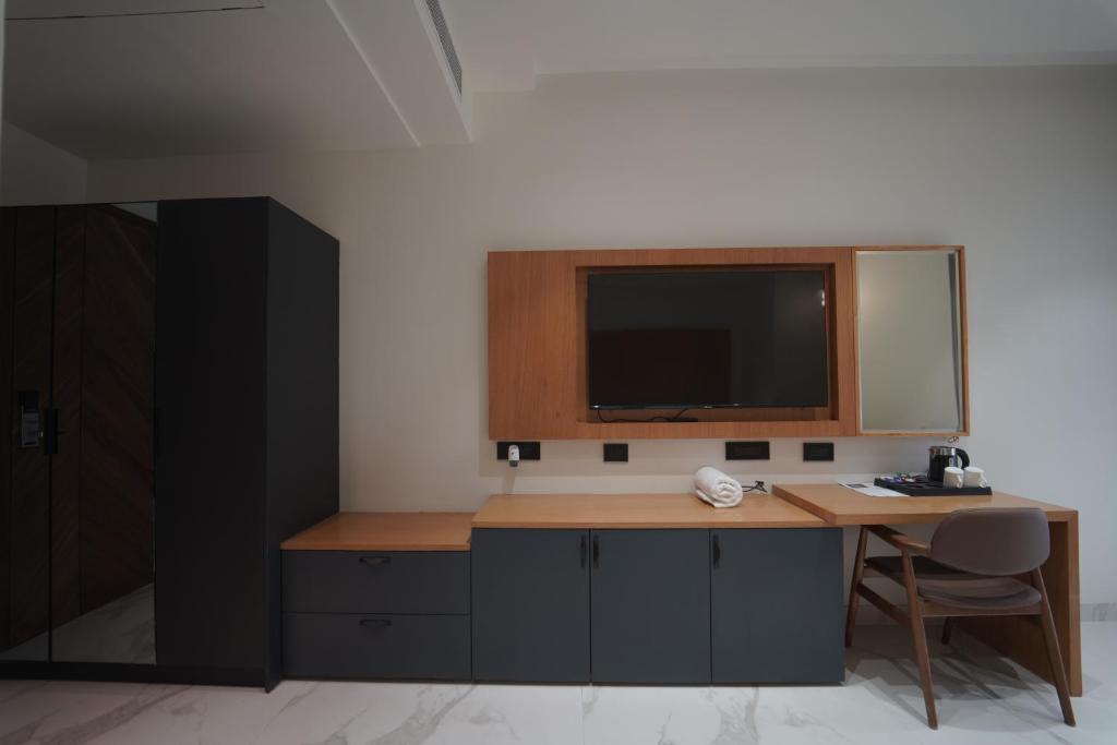 Kuchyň nebo kuchyňský kout v ubytování Hotel Millennium
