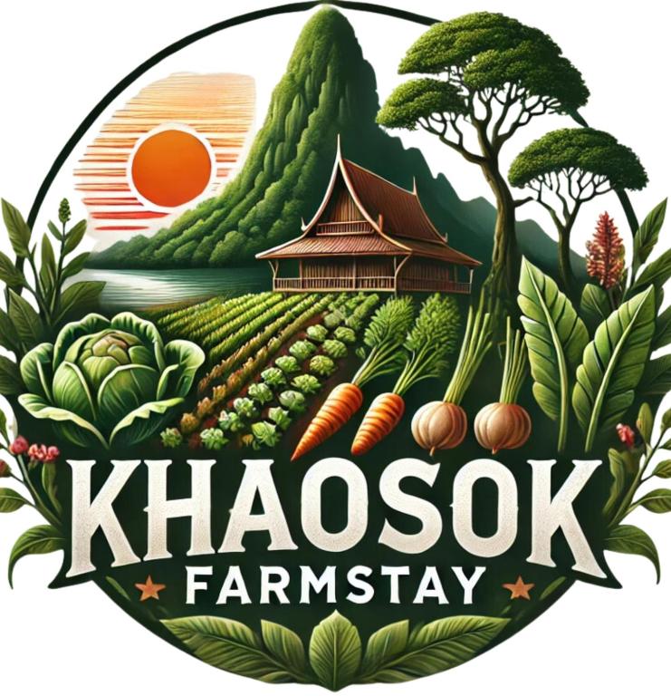 a sign for a chinese farmery with a chinese landscape at KhaoSok Farmstay in Khao Sok National Park