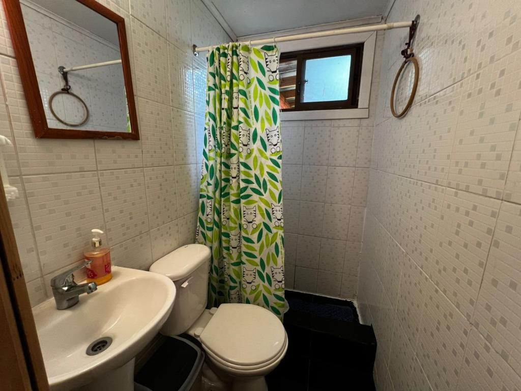 Phòng tắm tại Cabañas y Hospedaje Parque los Volcanes