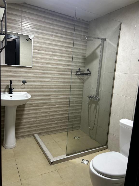 Koupelna v ubytování Porta Hostel