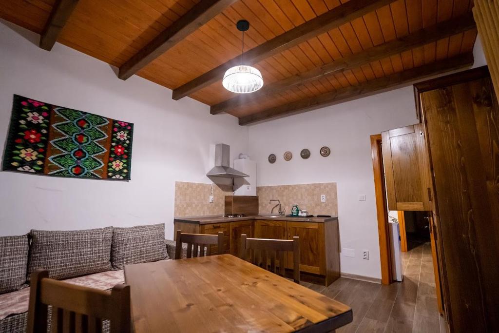 Kuchyň nebo kuchyňský kout v ubytování Ograda Humulești