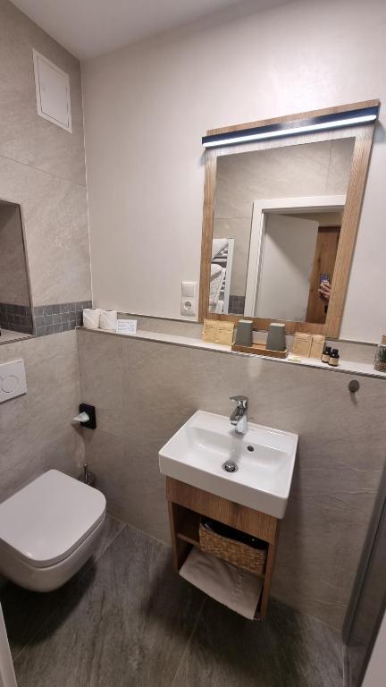 Koupelna v ubytování Hotel Erlebnis Wald