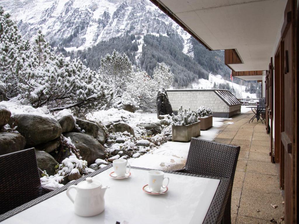 グリンデルワルトにあるApartment Chalet Abendrot apARTments-28 by Interhomeの山頂のテーブル