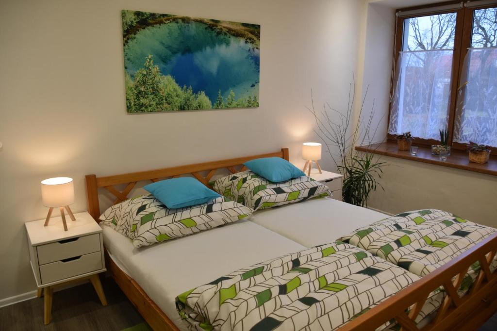 Postel nebo postele na pokoji v ubytování Apartmán Dva na moto