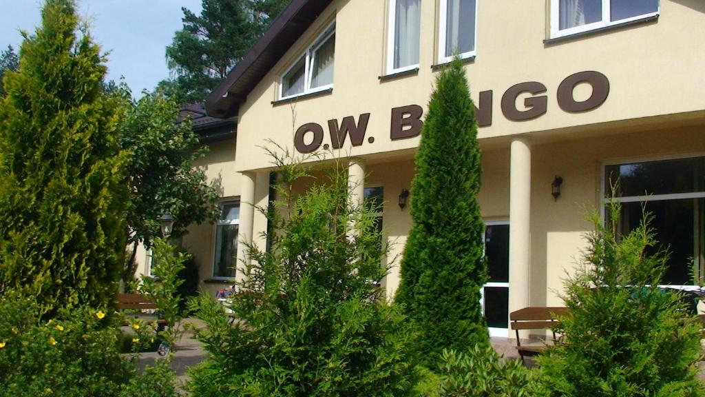 a building with a sign on the side of it at O.W.Bingo in Bieszkowice