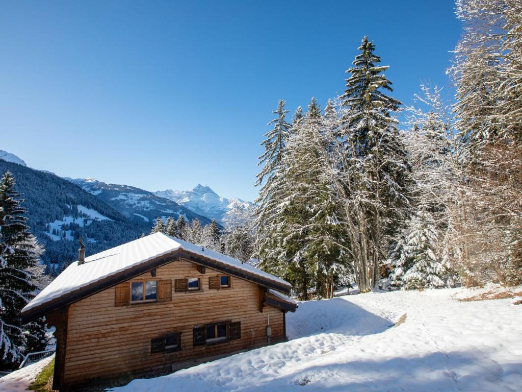 a log cabin in the snow with trees at Chalet Chalet Casablanca by Interhome in Gryon