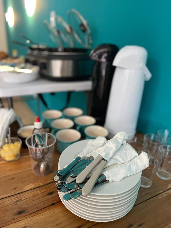 Kuchyň nebo kuchyňský kout v ubytování Grand'Hostel
