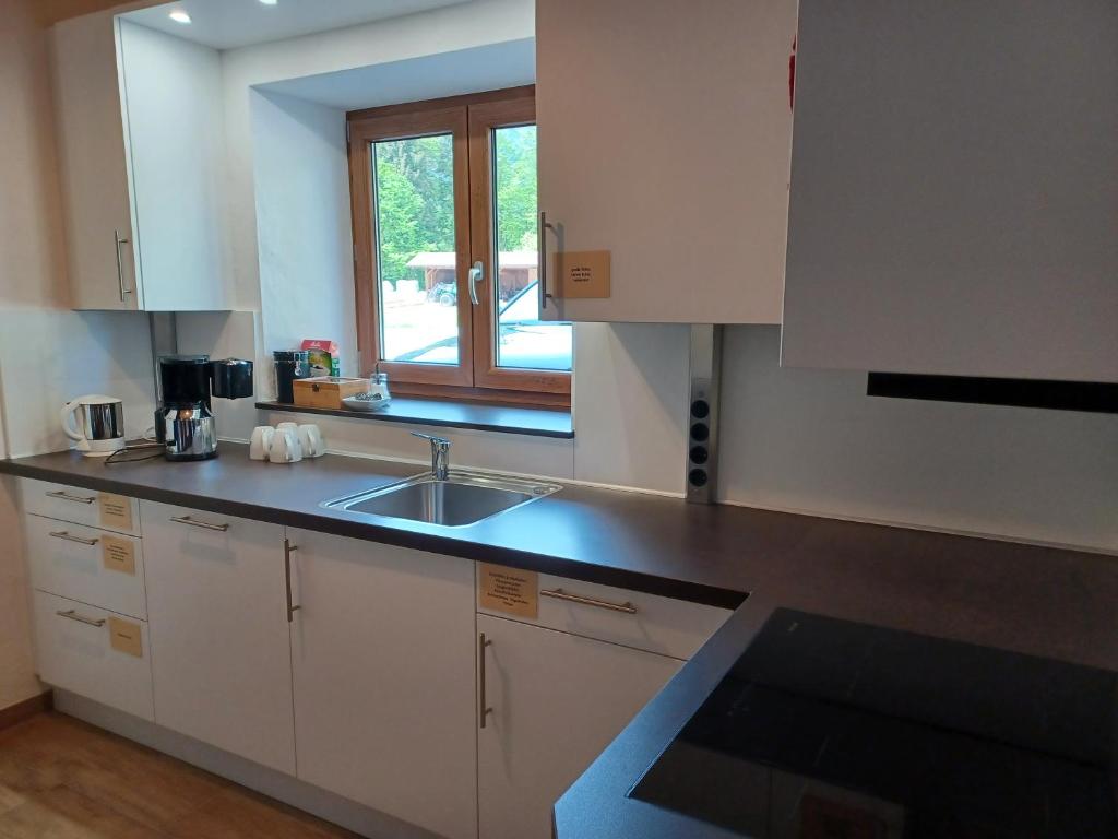 Kuchyň nebo kuchyňský kout v ubytování Gästehaus Baltram