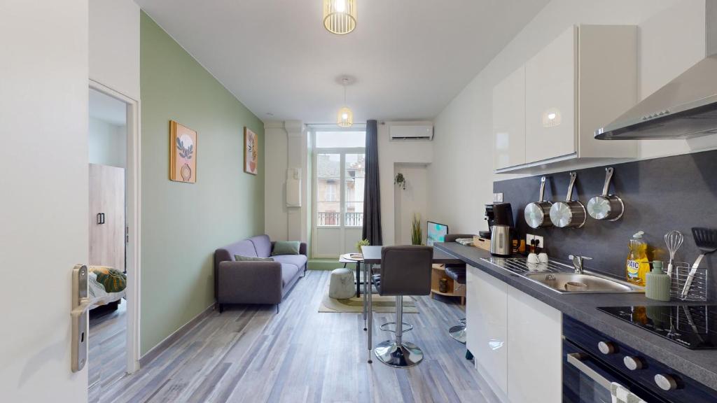 Kuchyň nebo kuchyňský kout v ubytování Jolie appartement moderne et cosy