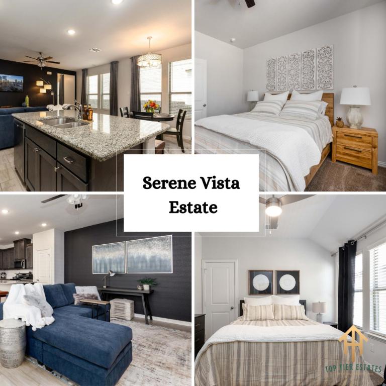 a collage of pictures of a bedroom and a living room at Spacious Pet Friendly - 7 miles to Eagle Mountain Lake in Fort Worth