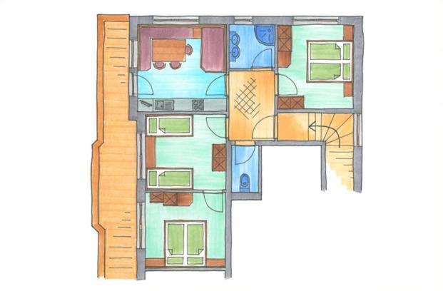 a drawing of a floor plan of a house at Apartment Gitti in Tux
