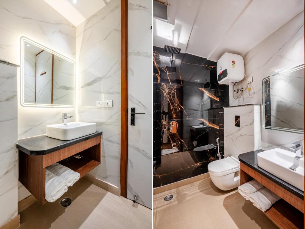 Koupelna v ubytování Hotel AVAAS - Faiz Road Karol Bagh