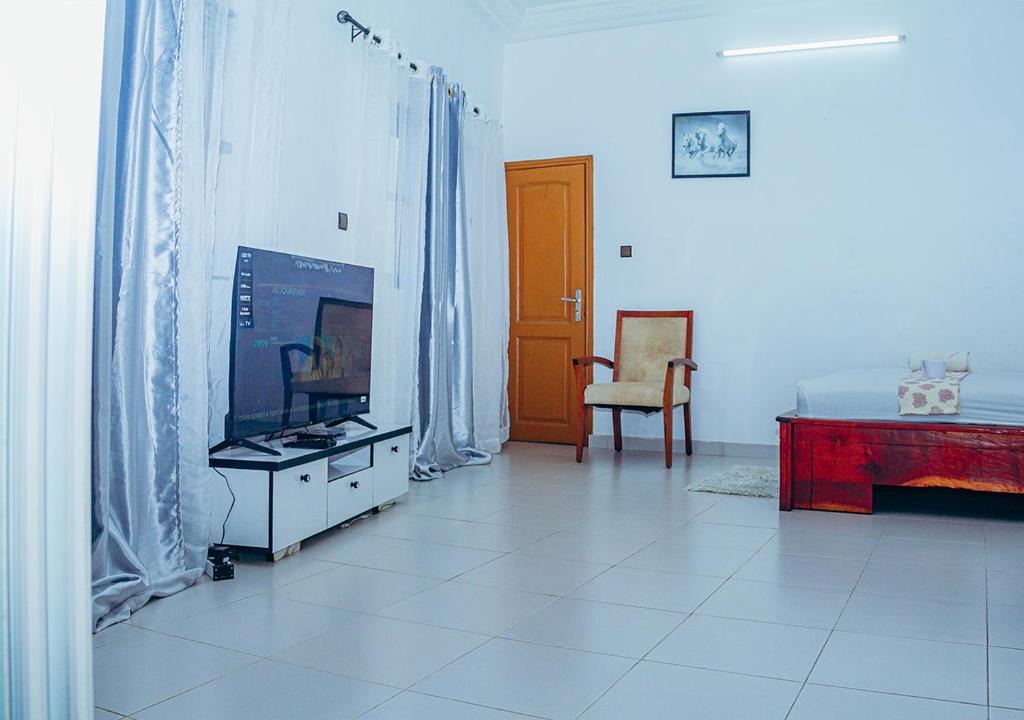 TV a/nebo společenská místnost v ubytování studio paisible en cœur de cité