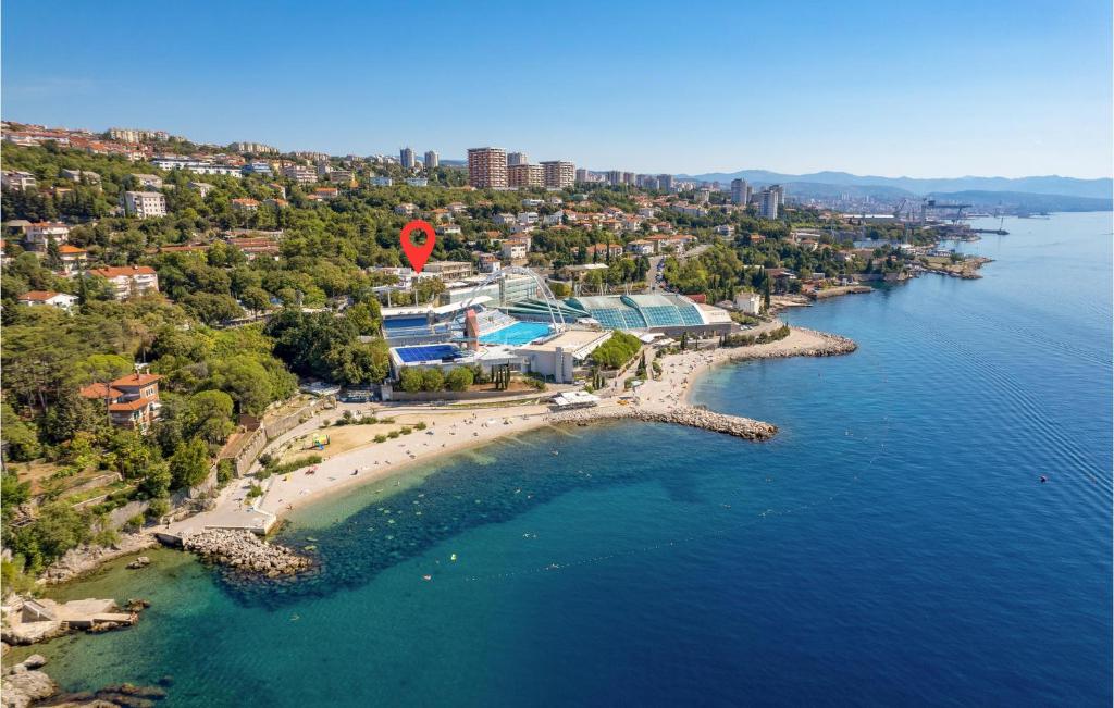 an aerial view of a resort on a beach at Lovely Home In Rijeka in Rijeka