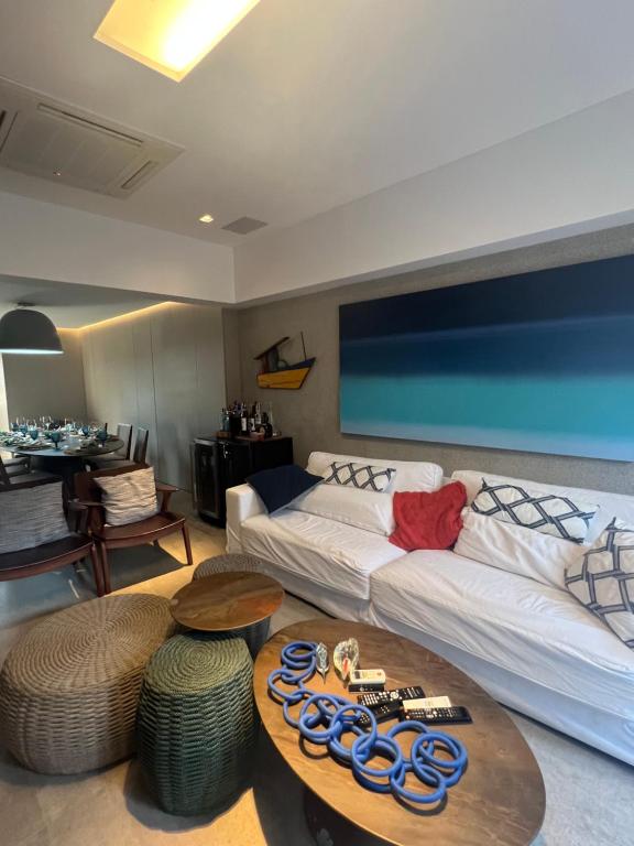 Barra Bali Ap 06 - Paraíso à Beira Marにあるベッド